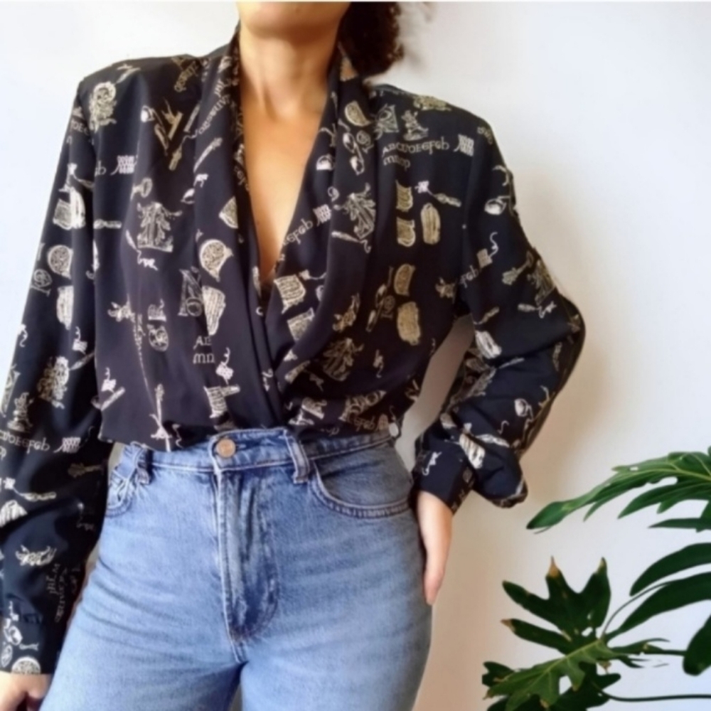 Vtg Drape Blouse - Picture 3 of 10